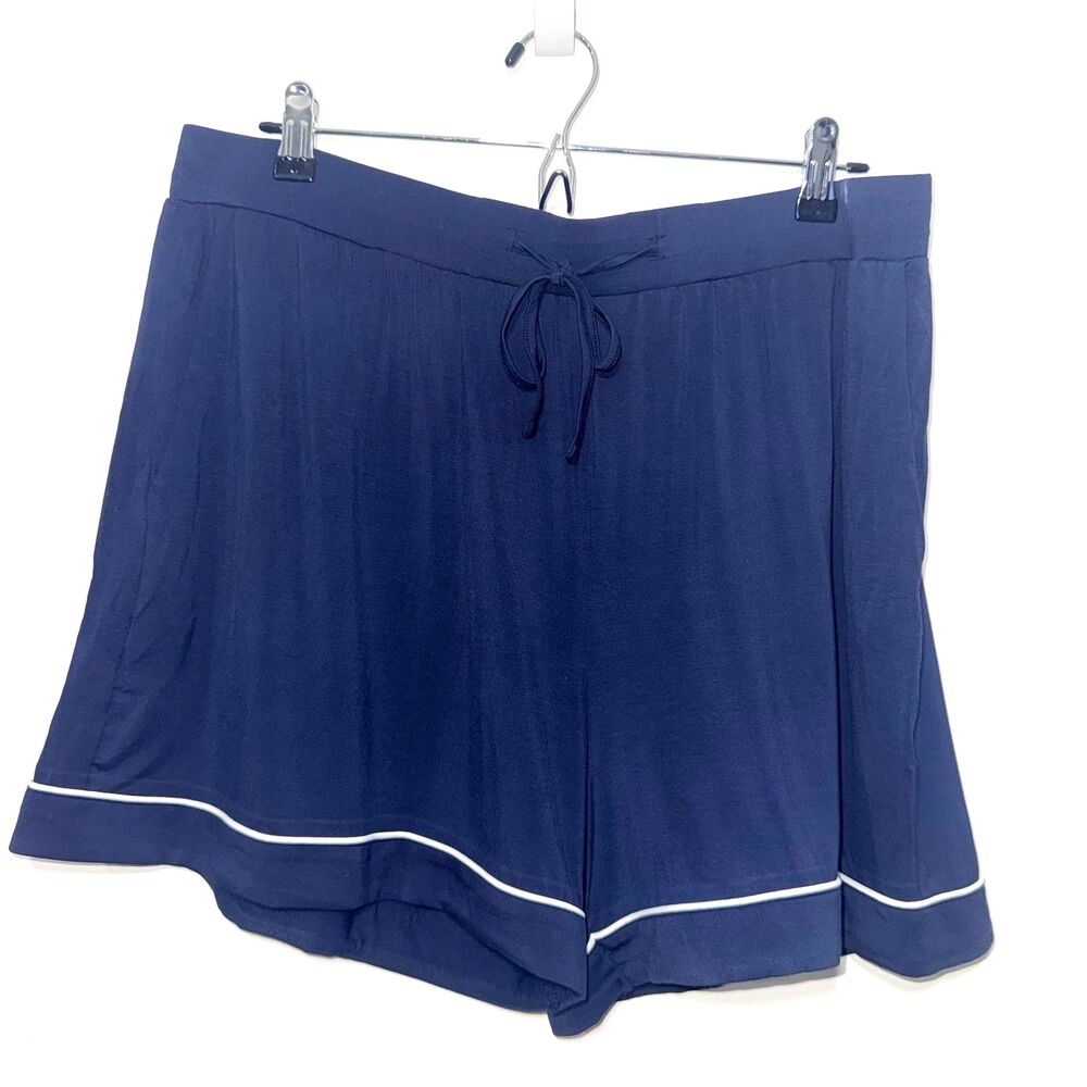 Cozy Earth Bamboo Stretch Knit Short Sleeve Pajama Set - Navy/White XL - Picture 10 of 13
